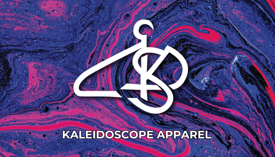 White logo on purple, Pink and black Swirl background